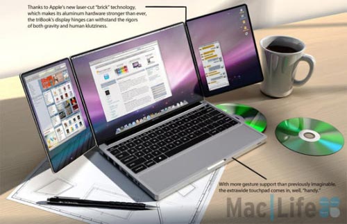 Apple triBook – складной 21-дюймовый ноутбук с полноразмерным тачпадом