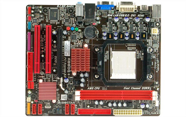 Материнская плата в формфакторе Micro ATX для процессоров AMD - Biostar A880G+.