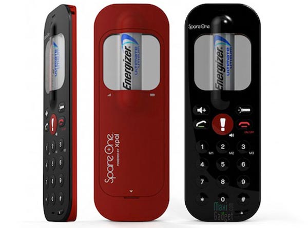 SpareOne - мобильный телефон работает от одной батарейки АА.