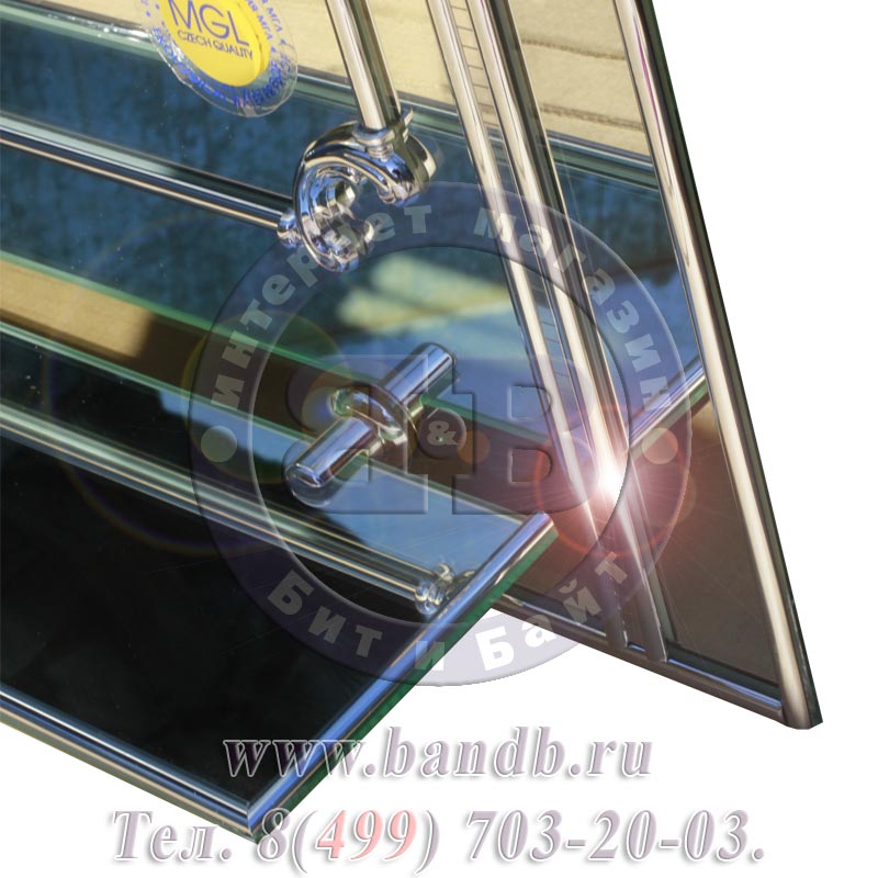 Зеркало прямоугольное с полкой 129М серебро куб голубой Картинка № 5