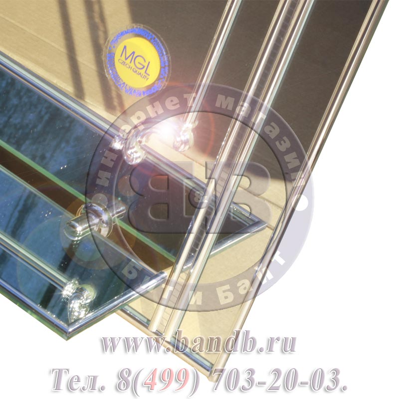 Зеркало прямоугольное с полкой 129М серебро куб голубой Картинка № 6