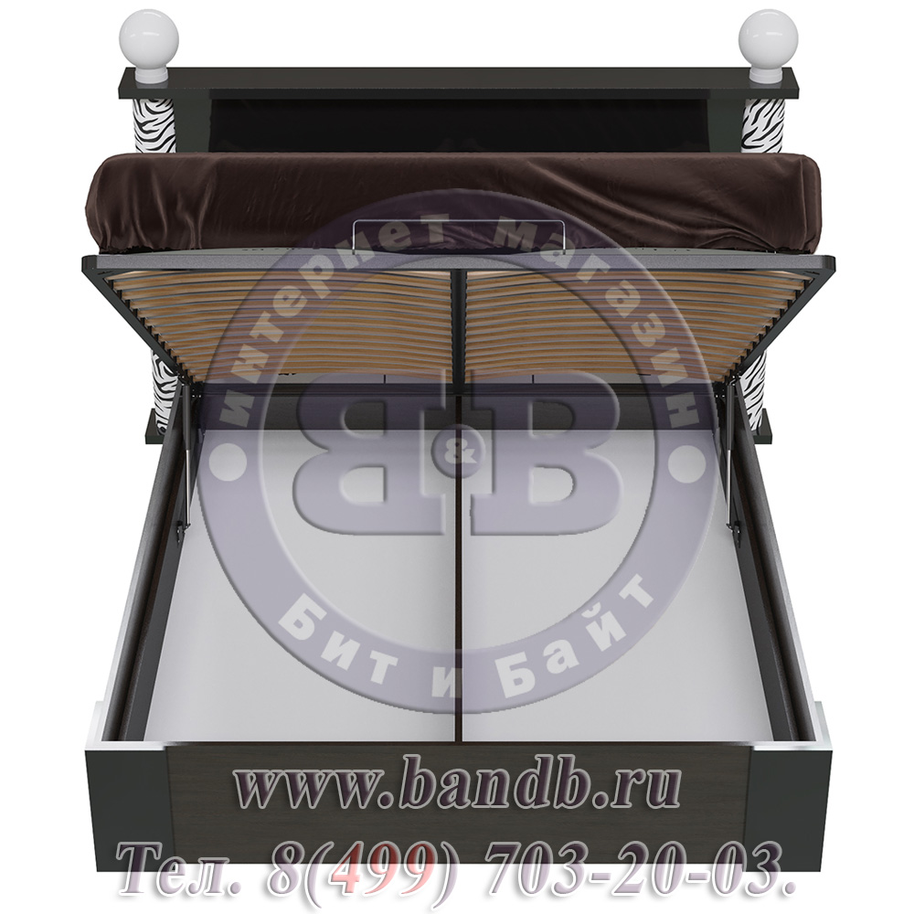 Кровать с подъёмным механизмом Сан-Ремо цвет венге цаво/чёрный глянец Картинка № 6