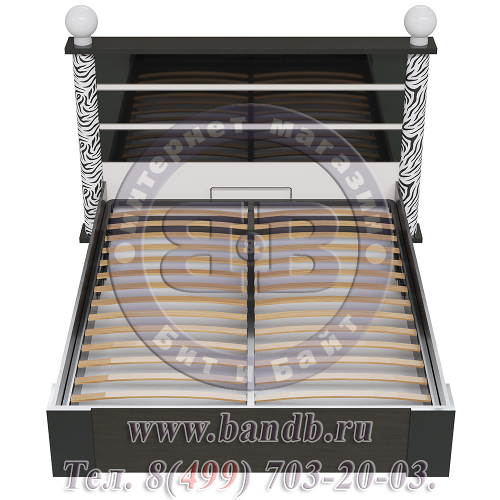 Кровать с подъёмным механизмом Сан-Ремо цвет венге цаво/чёрный глянец Картинка № 7