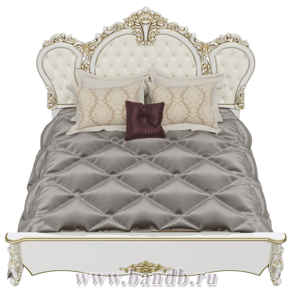 Спальня Дольче Вита СДВ-03 Кровать 1800, цвет белый глянец с золотом Картинка № 3