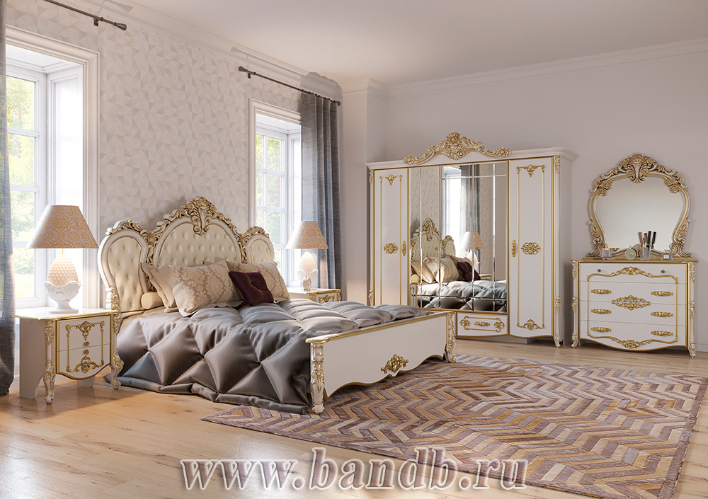 Спальня Дольче Вита СДВ-03 Кровать 1800, цвет белый глянец с золотом Картинка № 7