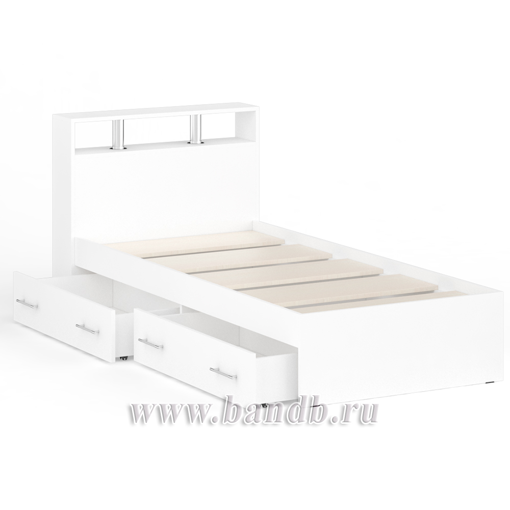 Кровать с ящиками Камелия 900 цвет белый Картинка № 4