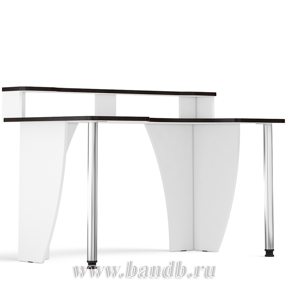 Игровой компьютерный стол с надстройкой С-МД-СК2Н-1400-750 цвет белый/кромка венге Картинка № 4
