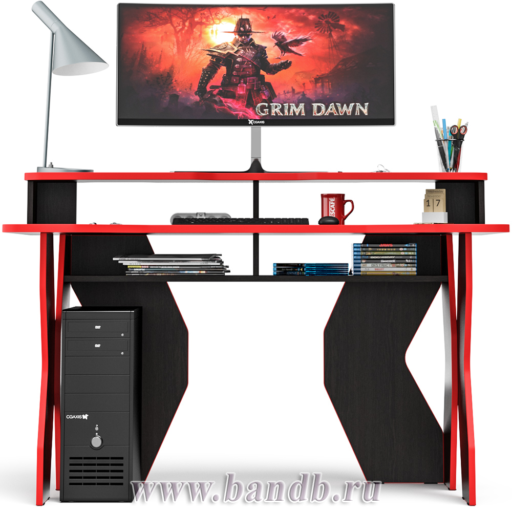 Стол для геймера с надстройкой МД-СК5-1400Н цвет венге/кромка красная Картинка № 5