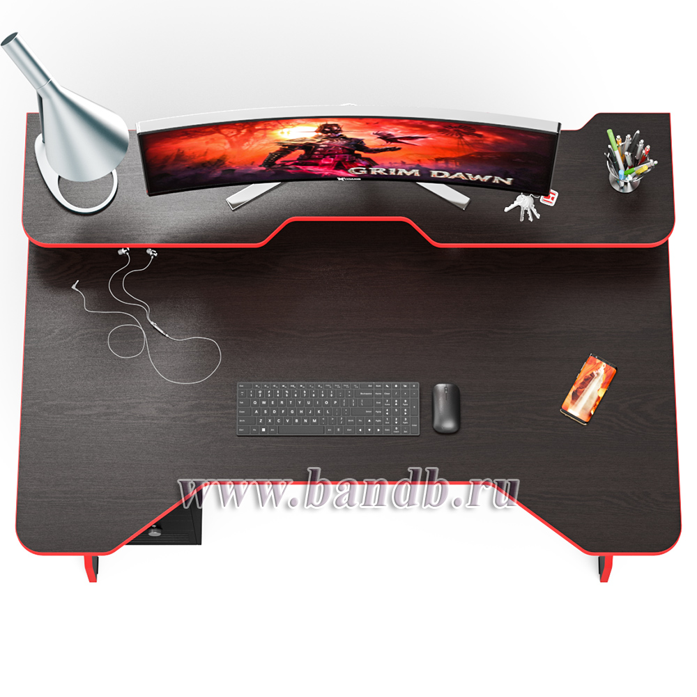 Стол для геймера с надстройкой МД-СК5-1400Н цвет венге/кромка красная Картинка № 7