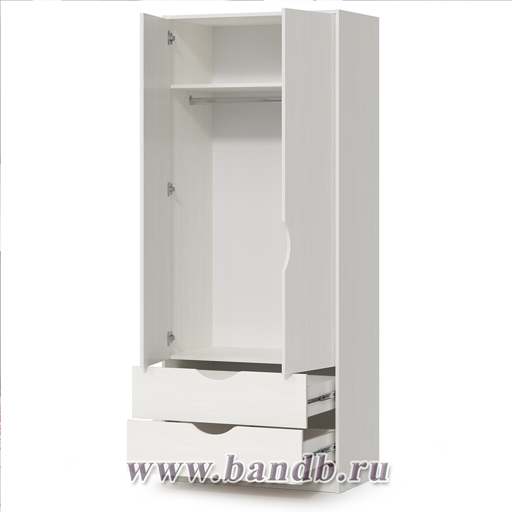 Шкаф для одежды Уна 13.327 цвет белый шкаф с двумя выдвижными ящиками Картинка № 3