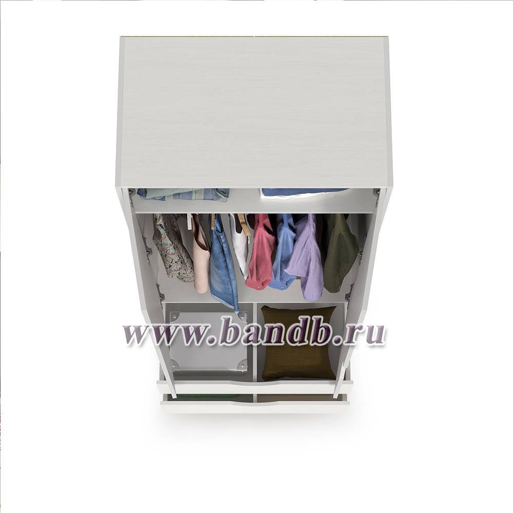 Шкаф для одежды Уна 13.327 цвет белый шкаф с двумя выдвижными ящиками Картинка № 5