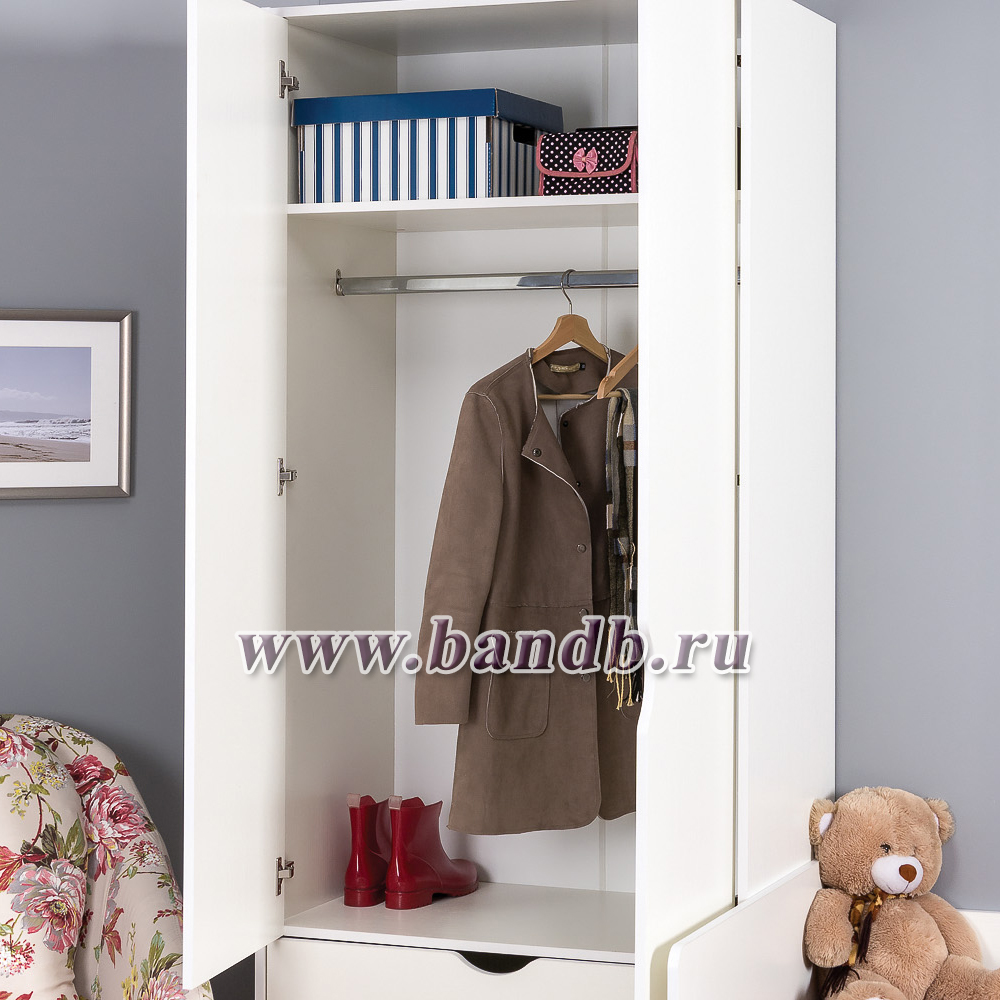 Шкаф для одежды Уна 13.327 цвет белый шкаф с двумя выдвижными ящиками Картинка № 8