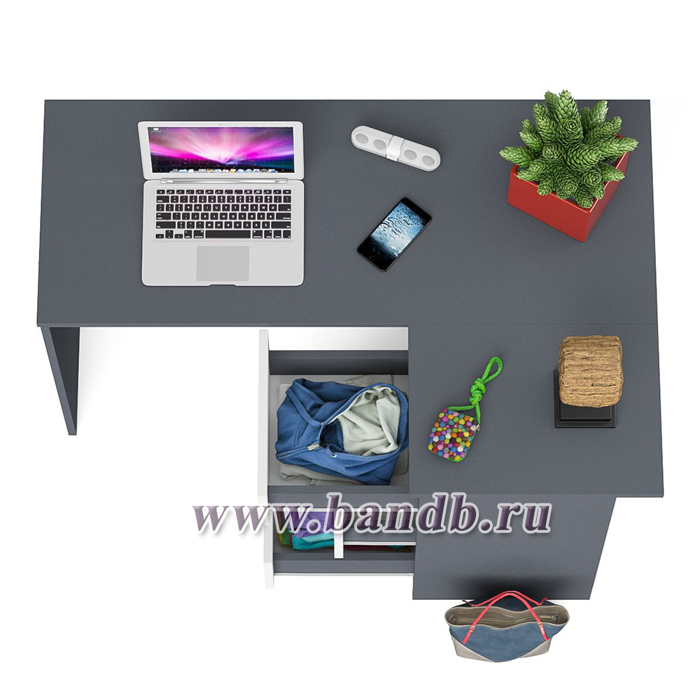 Угловой компьютерный стол Мори МС-16 правый цвет графит/белый Картинка № 4