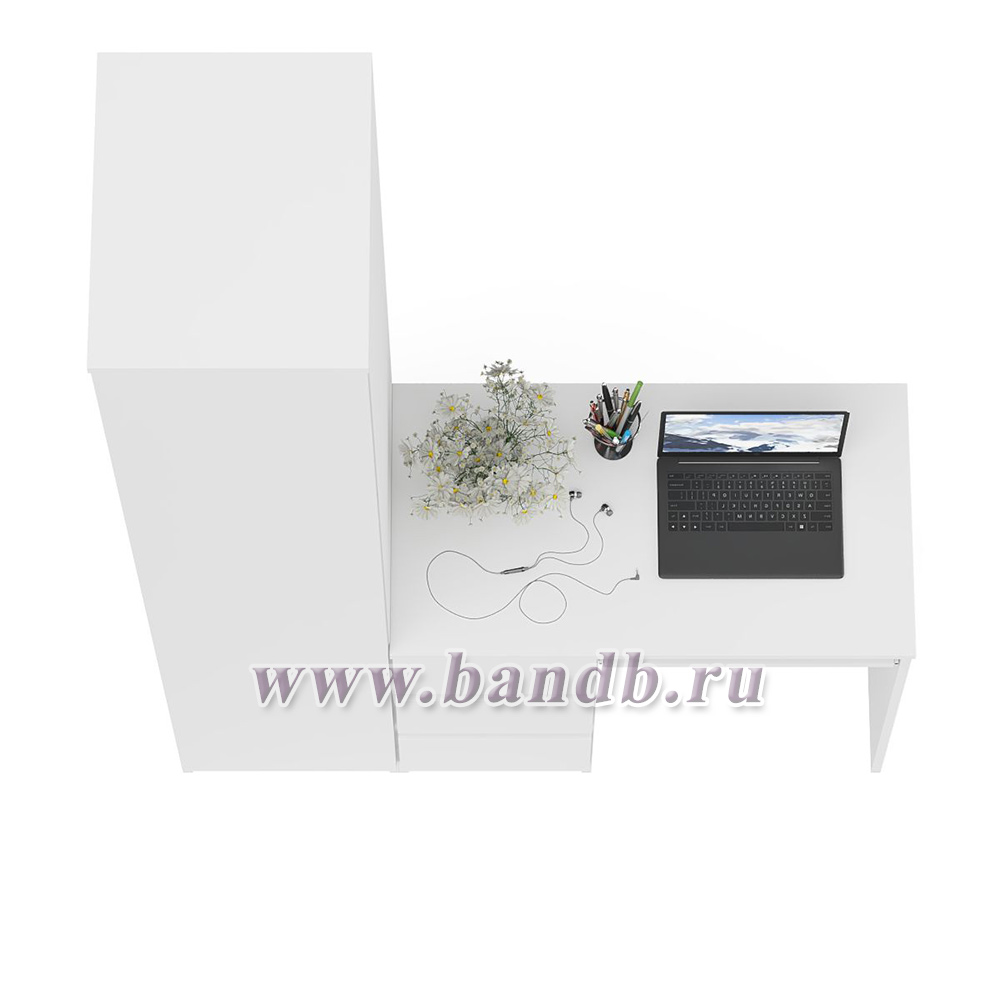 Компьютерный стол МС-6 левый с узким пеналом 400 Мори цвет белый Картинка № 5