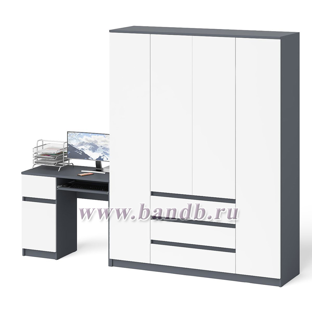 Компьютерный стол МС-1 левый со шкафов 1600-1 Мори цвет графит/белый Картинка № 3