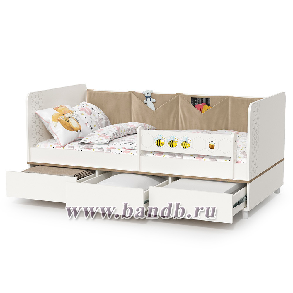 Детская кровать с ящиками Эйп 11.40 цвет белый/дуб белый Картинка № 2