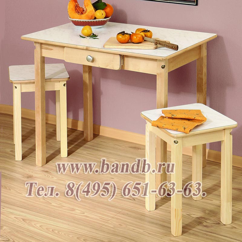 Стол обеденный с ящиком КМ 001.01 цвет мрамор Картинка № 3