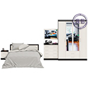 Гарнитур спальный Фиеста Комод + Зеркало + Кровать 1600 + Тумба + Шкаф 4-х створчатый цвет венге/дуб лоредо