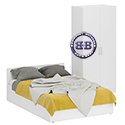 Кровать белая двуспальная 1400 со шкафом для одежды 2-х створчатым Стандарт цвет белый