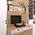 Компьютерный стол с полкой и стеллажом со стеклом Бостон цвет дуб эндгрейн элегантный/фасады МДФ милк рикамо софт