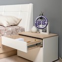 Кровать двуспальная Муссон 1600 с ортопедическим основанием и прикроватная тумба цвет белый/дуб эндгрейн элегантный