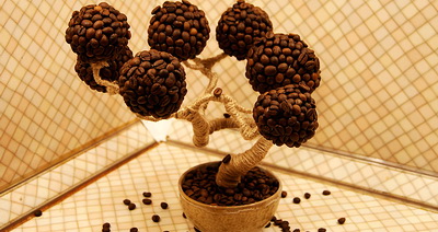 Декоративное дерево из кофейных зёрен