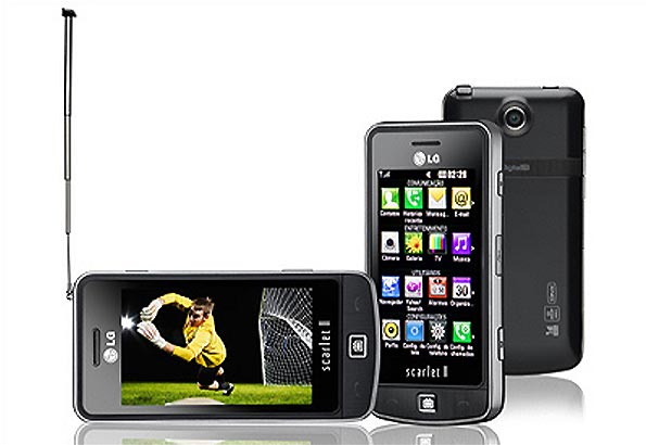 телефон с тачскрином и цифровым ТВ-приёмником LG GM600 Scarlet II.