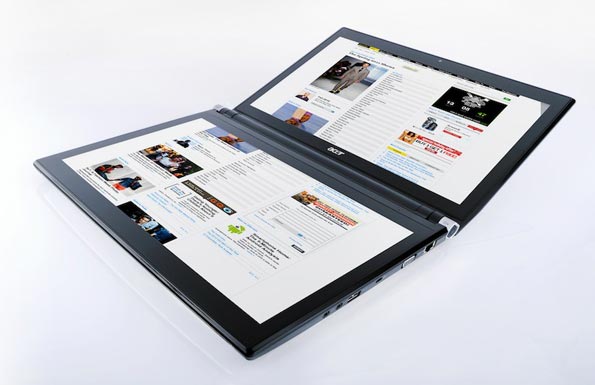 Ноутбук с двумя 14-дюймовыми сенсорными экранами - Acer Iconia.