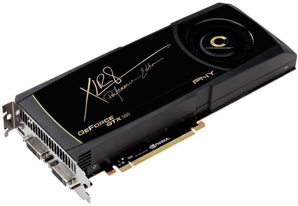 PNY GeForce GTX 580 XLR8 OC: мощная видеокарта с фабричным разгоном.