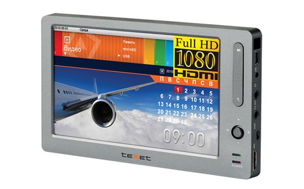 5-дюймовый плеер с поддержкой Full HD-видео - Texet T-960HD.