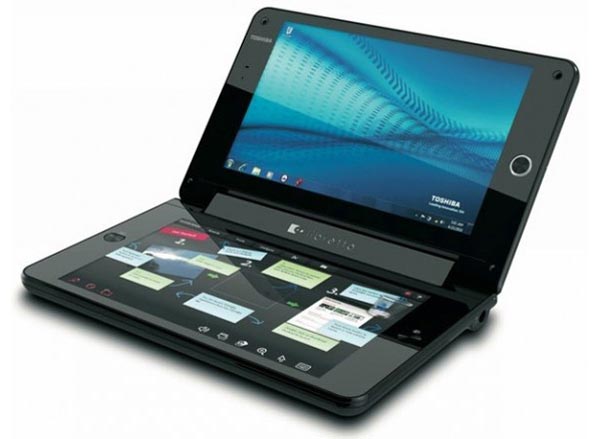 Мини-ноутбук с двумя сенсорными дисплеями Toshiba Libretto W100.