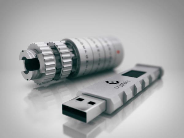 Crypteks USB: флеш-брелок с механической кодовой защитой.