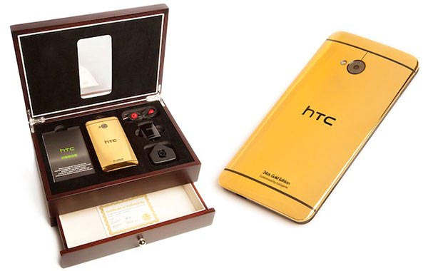 HTC One - смартфон одели в золото.