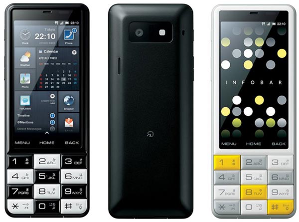 Infobar C01: смартфон с сенсорным экраном и клавиатурой.