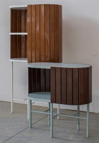 Мебель из панелей, используемых для производства деревянных полов 