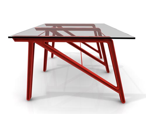 Оригинальный стол из стекла и дерева от итальянской студии «NVDRS Design Studio» 