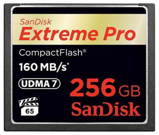 Extreme Pro CompactFlash 256Gb - сверхскоростная карта памяти от SanDisk