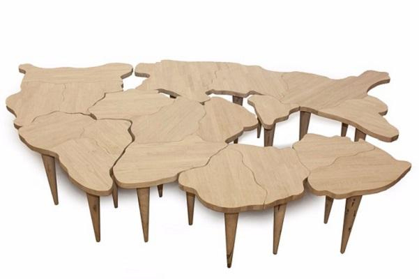 Дубовые столы, вдохновленные сверхконтинентом Пангея