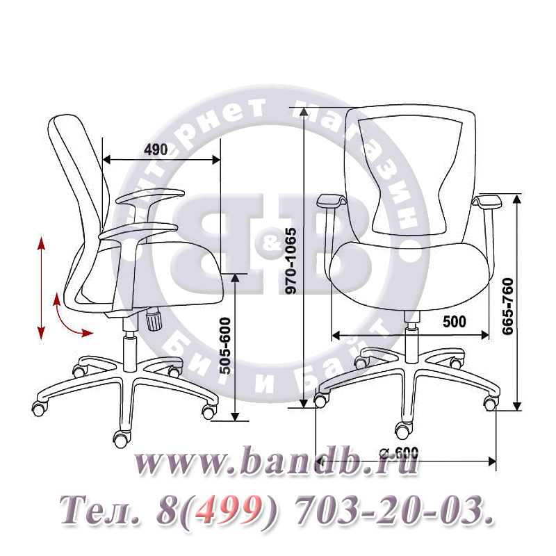 Эргономичное кресло CH-897AXSN/TW-11, спинка чёрная сетка, сиденье чёрное TW-11, Т-образные подлокотники Картинка № 4