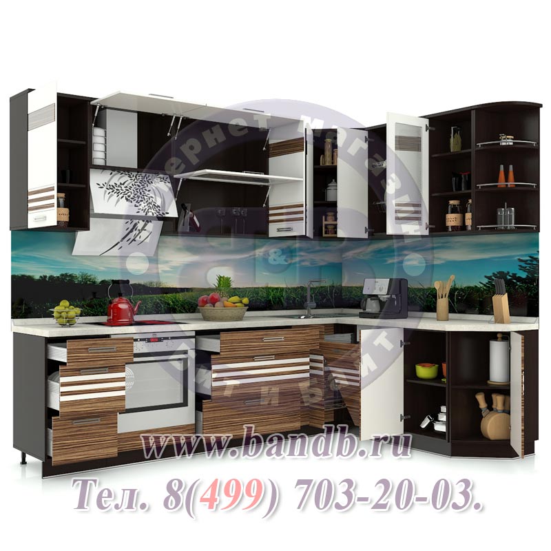 Кухня стильная угловая Рио-16 № 16 шириной 280 см. на 192 см. Картинка № 2