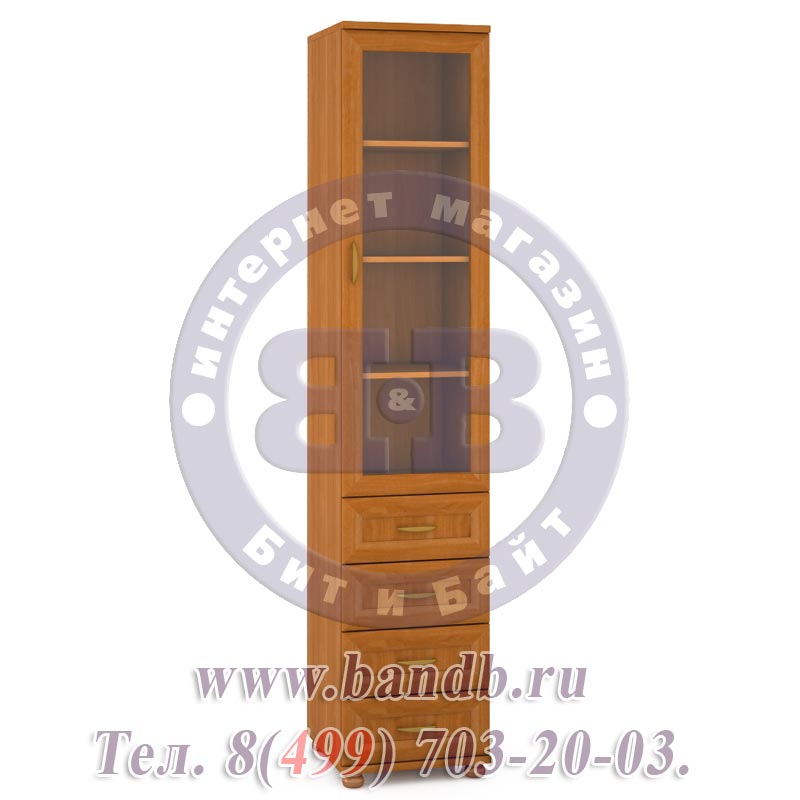 Пенал-комод со стеклянной дверкой Лира 1704-01 цвет вишня Картинка № 3