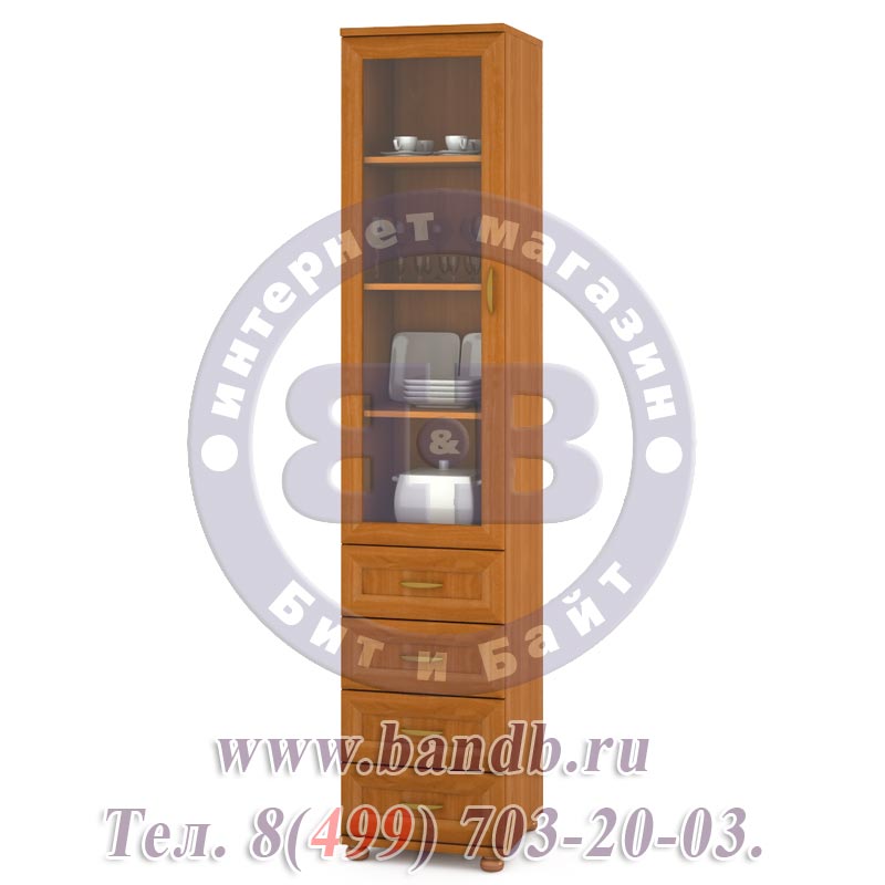 Пенал-комод со стеклянной дверкой Лира 1704-01 цвет вишня Картинка № 5