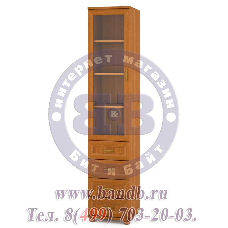 Пенал-комод со стеклянной дверкой Лира 1704-01 цвет вишня Картинка № 7