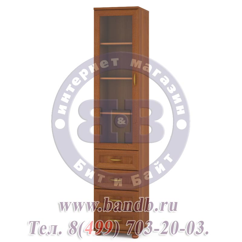 Пенал-комод со стеклянной дверкой Лира 1704-01 цвет орех Картинка № 7