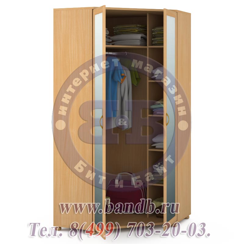 Большой угловой шкаф с зеркалами 1792-02 цвет бук Картинка № 2