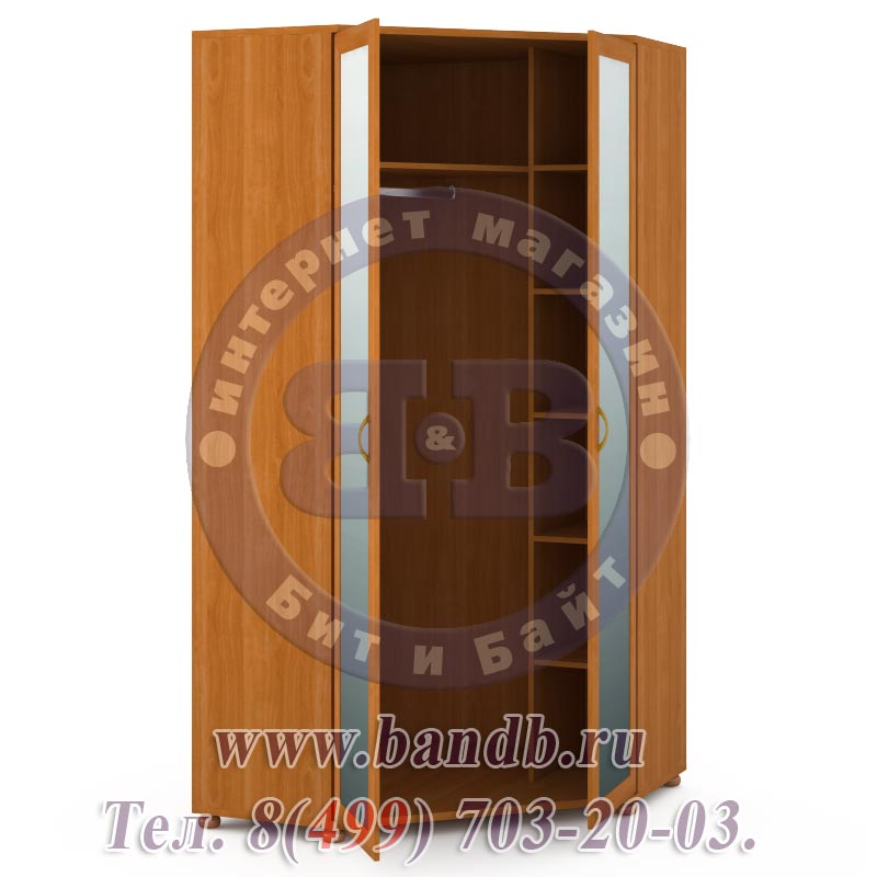 Большой угловой шкаф с зеркалами 1792-02 цвет вишня Картинка № 3