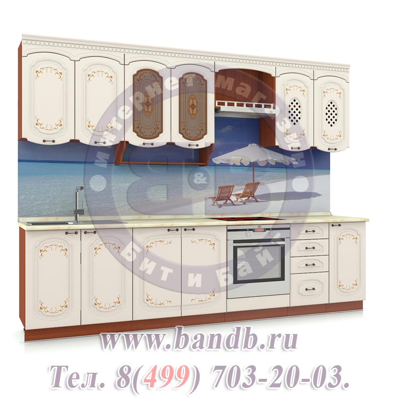 Кухня модерн с белыми фасадами Луиза-2 № 3 300 см. Картинка № 3