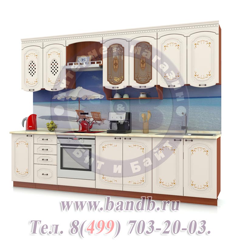Кухня модерн с белыми фасадами Луиза-2 № 3 300 см. Картинка № 5