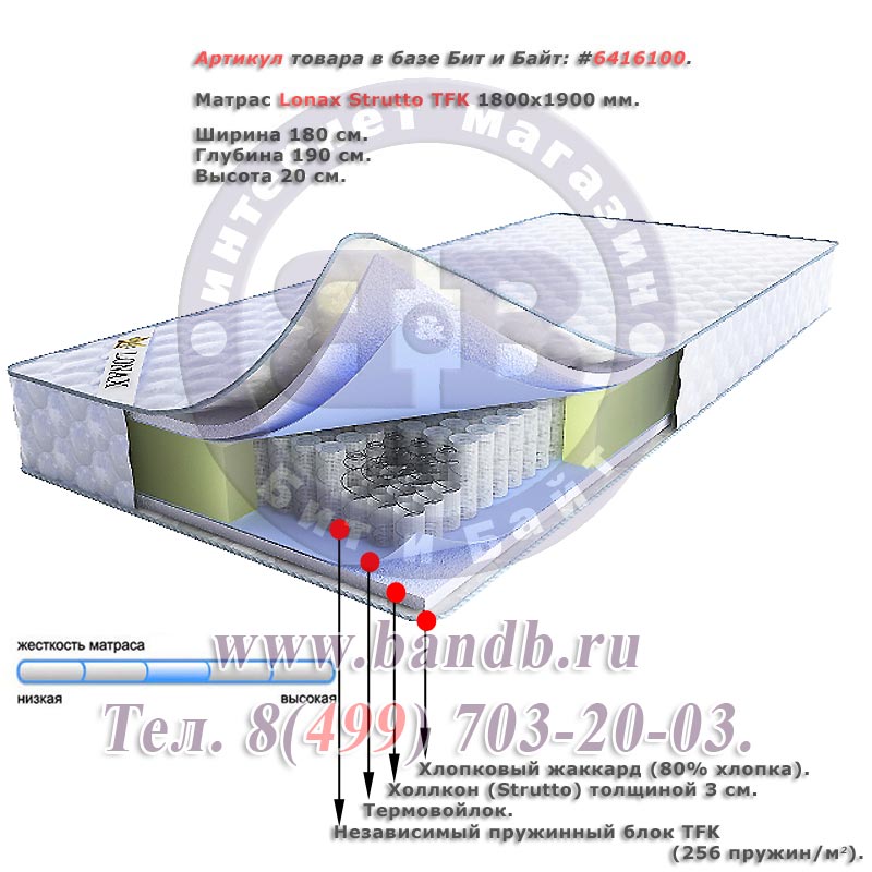 Матрас Lonax Strutto TFK 1800х1900 мм. Картинка № 1 Матрас Lonax Strutto TFK 1800х1900 мм. Картинка № 1