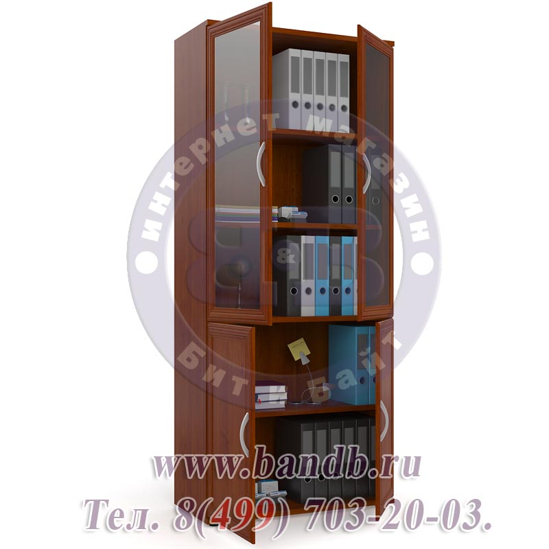 Шкаф для книг со стеклом С-МД-2-03 цвет яблоня Картинка № 2